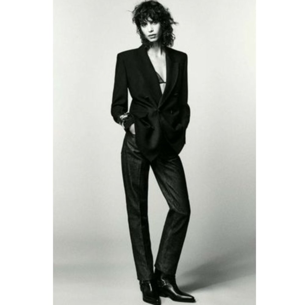 BLOGGER'S FAVE! Zara Straight Cut Double Breasted Blazer Black NWT Sz XS… - Picture 9 of 10